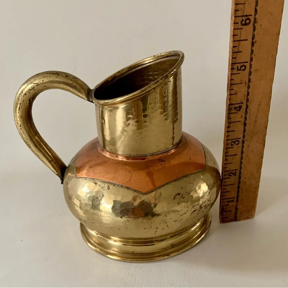 Vintage Copper & Brass Water Jug Pitcher Dinanderie Veritable Made in Belgium
